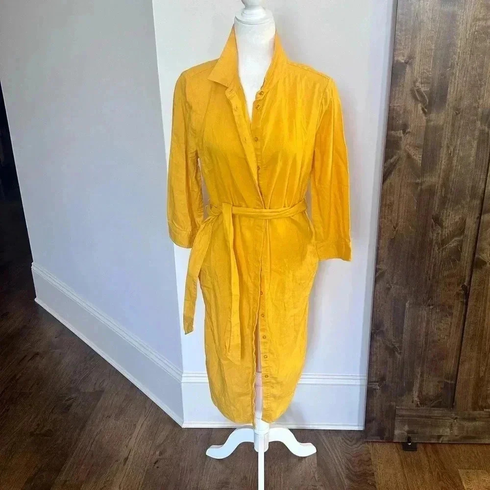 Boden Yellow Shirtdress Dress 8 - Picture 2 of 7